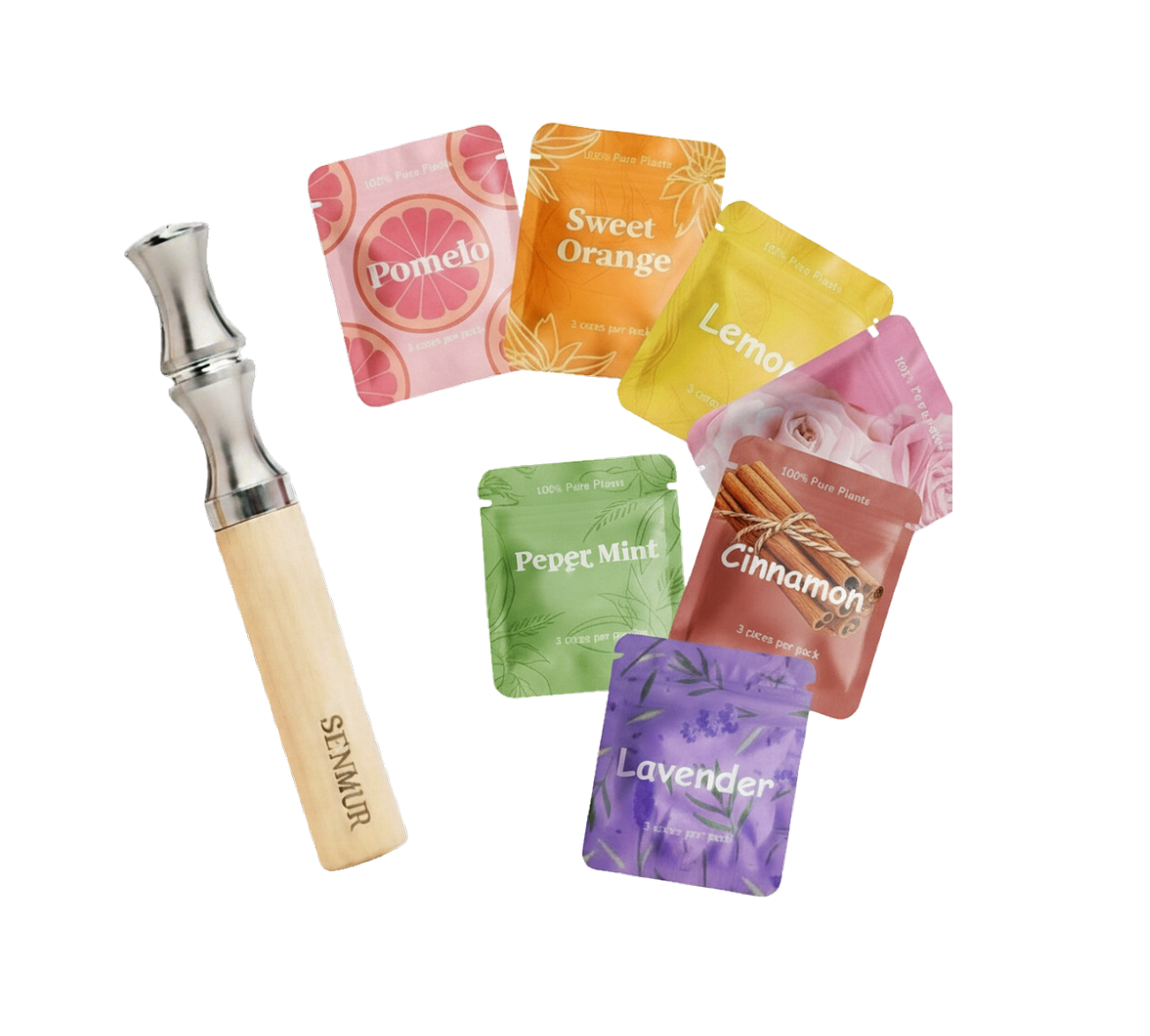 Natural Wooden Inhaler + Fruit Flavor Cores